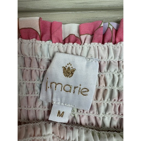 J. Marie Ava Mae Floral Square Neck Ruched Tiered Dress 70’s Boho NWT Sz M - Picture 4 of 5